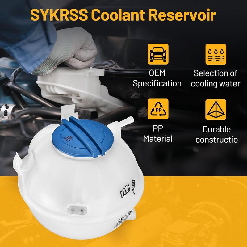 SYKRSS خزان سائل التبريد 1K0121407A متوافق مع فولكس فاجن VW CC باسات جيتا بيتل جولف رابيت إيوس GTI متوافق مع أودي A3 Q3 TT RS TTS كواترو استبدال 603-253 خزان سائل التبريد للمحرك - Image 5
